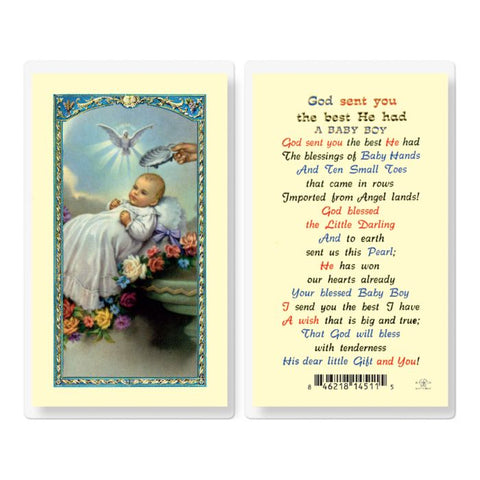 E24-851 BAPTISM BABY BOY HOLY CARD